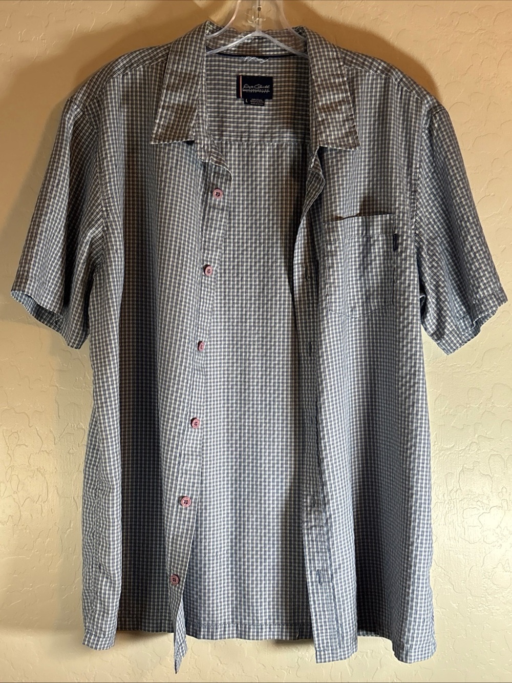 Jack ONeill Collection Mens Blue Plaid Short Sleeve Button Up Shirt  Large
